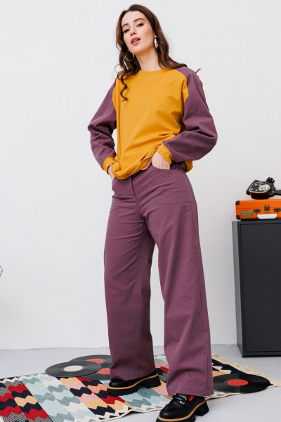 Брюки, джемпер NikVa 465-1 фиолет_горчица - фото 4