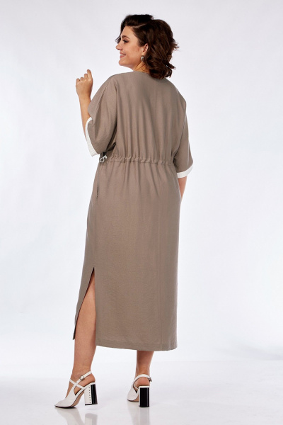 Платье свободного силуэта из вискозы с кулисой и карманами Jurimex 3072 беж - фото 5