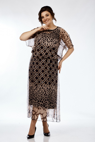 Комбинированное платье и блуза из трикотажа и шифона Jurimex 3076 - фото 8