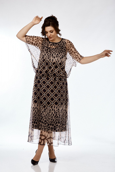 Комбинированное платье и блуза из трикотажа и шифона Jurimex 3076 - фото 5