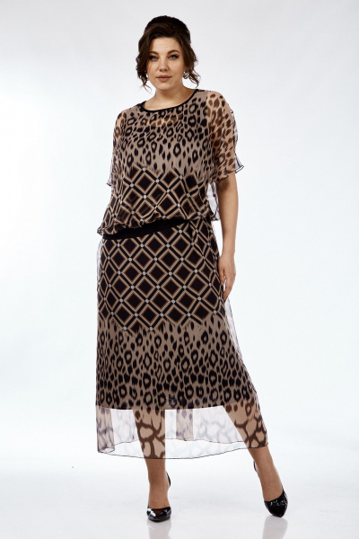 Комбинированное платье и блуза из трикотажа и шифона Jurimex 3076 - фото 2