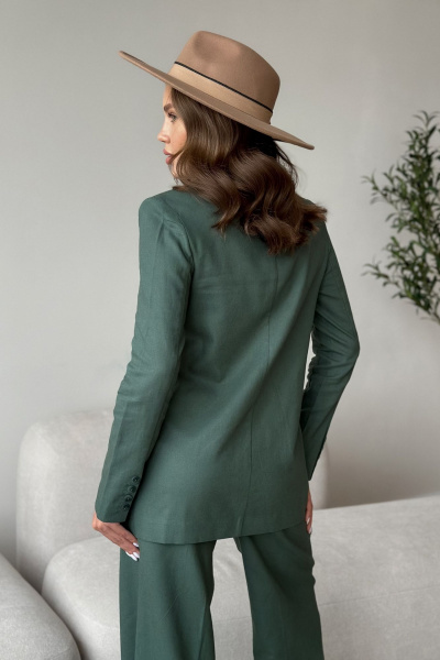 Жакет и брюки палаццо из льна и текстиля Dilana VIP 1992 хвойный - фото 11