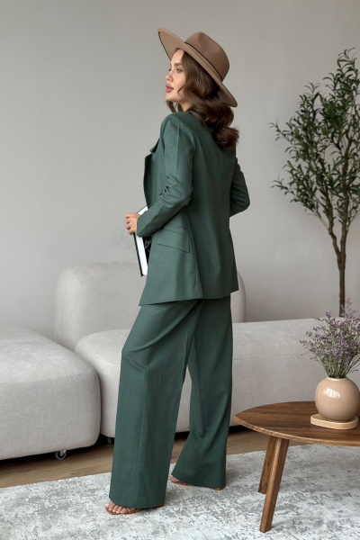 Жакет и брюки палаццо из льна и текстиля Dilana VIP 1992 хвойный - фото 2