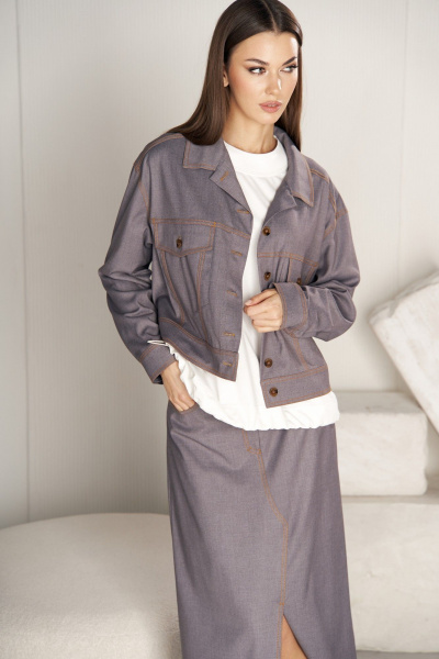 Серджетный жакет и юбка из текстиля в стиле на каждый день Fantazia Mod 4711 - фото 4