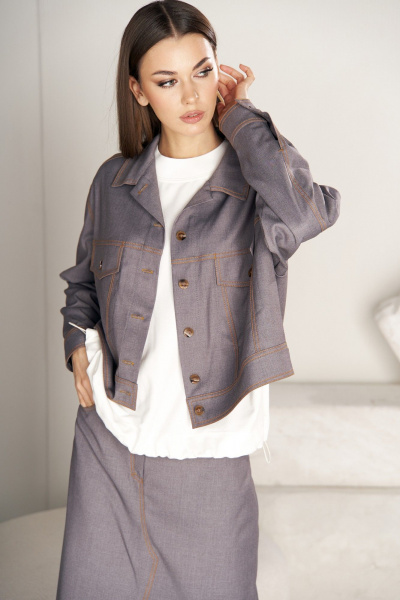 Серджетный жакет и юбка из текстиля в стиле на каждый день Fantazia Mod 4711 - фото 3