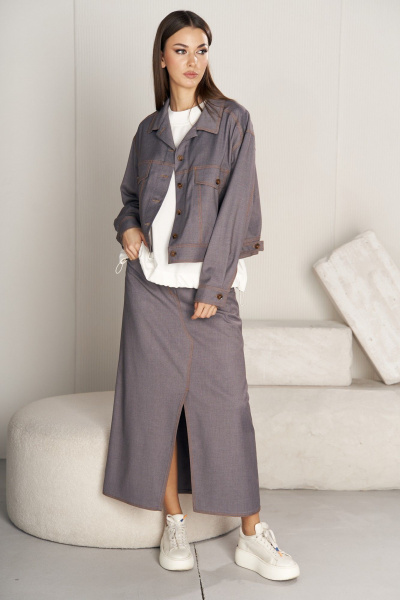 Серджетный жакет и юбка из текстиля в стиле на каждый день Fantazia Mod 4711 - фото 1