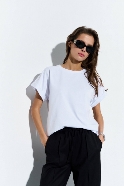 Майка из хлопкового трикотажа для повседневных образов Luitui R5011 белый - фото 2