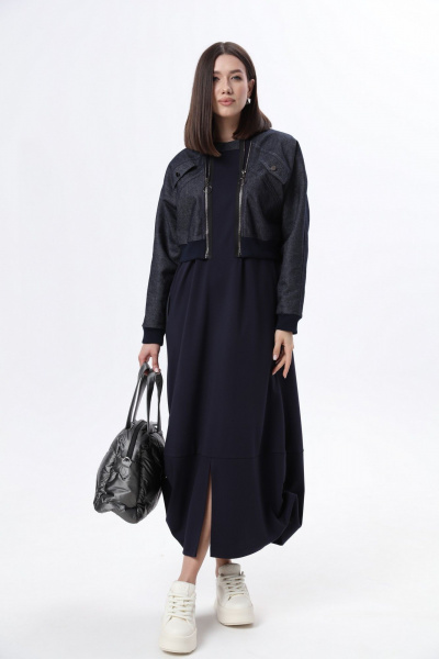 Куртка, платье LM М60 синий_джинс - фото 9