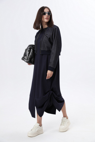 Куртка, платье LM М60 синий_джинс - фото 4