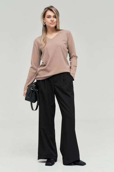 Брюки палацца широкие с складками для делового образа GRATTO 3451 черный - фото 10