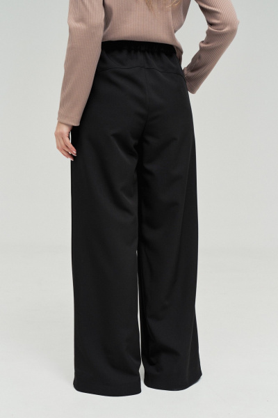 Брюки палацца широкие с складками для делового образа GRATTO 3451 черный - фото 5