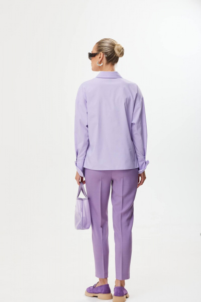 Деловой костюм из текстиля с сиреневым пиджаком и брюками Твой имидж 1782 фиолетовый - фото 9