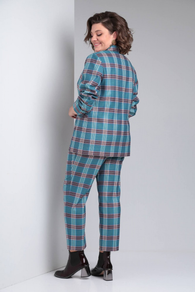 Брюки, жакет Vilena 955 бирюза+клетка - фото 8