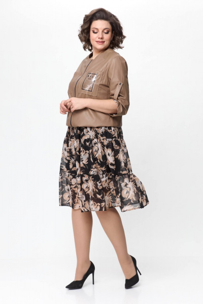 Бомбер из экокожи свободного кроя Solomeya Lux 946 капучино - фото 10