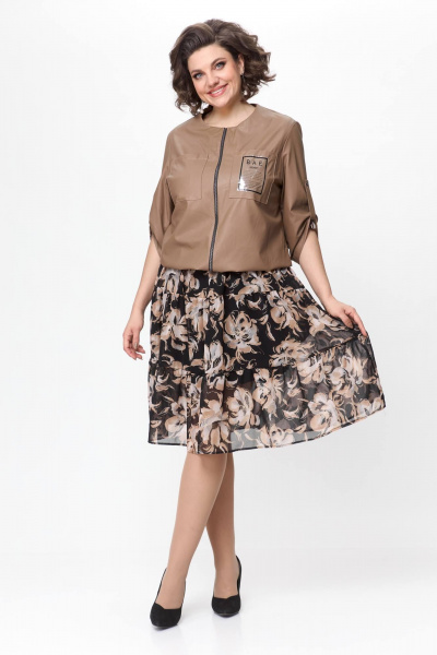 Бомбер из экокожи свободного кроя Solomeya Lux 946 капучино - фото 9