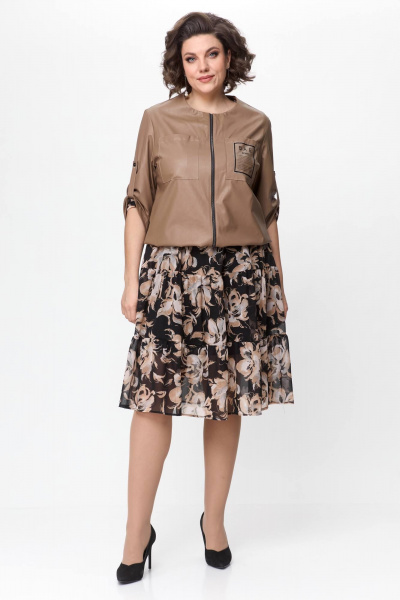 Бомбер из экокожи свободного кроя Solomeya Lux 946 капучино - фото 8