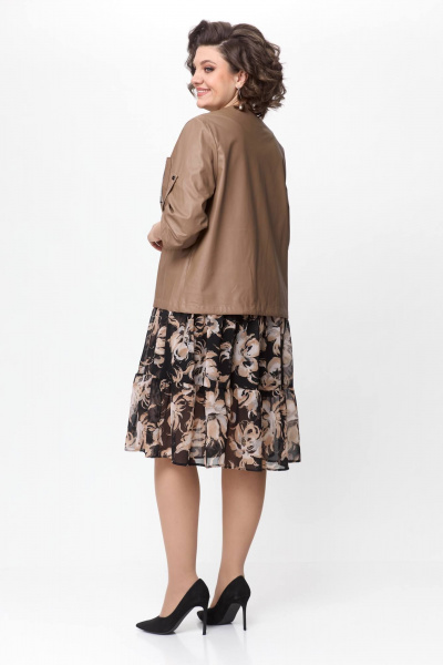 Бомбер из экокожи свободного кроя Solomeya Lux 946 капучино - фото 7