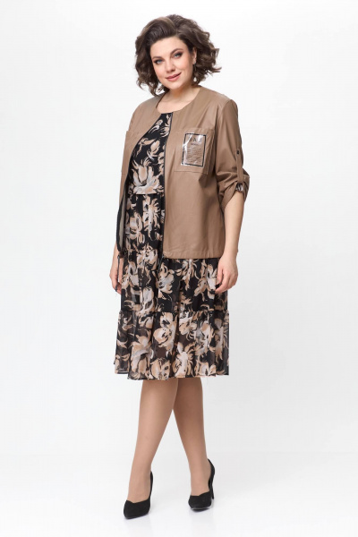 Бомбер из экокожи свободного кроя Solomeya Lux 946 капучино - фото 6