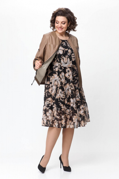 Бомбер из экокожи свободного кроя Solomeya Lux 946 капучино - фото 5