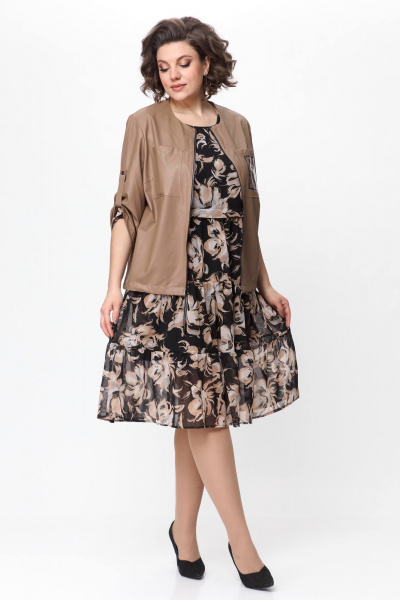 Бомбер из экокожи свободного кроя Solomeya Lux 946 капучино - фото 4