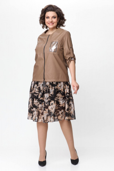 Бомбер из экокожи свободного кроя Solomeya Lux 946 капучино - фото 3