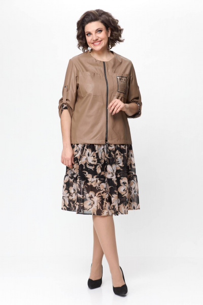 Бомбер из экокожи свободного кроя Solomeya Lux 946 капучино - фото 1