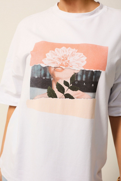 Белая хлопковая трикотажная футболка с круглым вырезом Golden Valley 2328 белый - фото 3