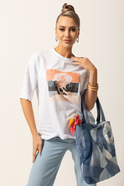 Белая хлопковая трикотажная футболка с круглым вырезом Golden Valley 2328 белый - фото 1