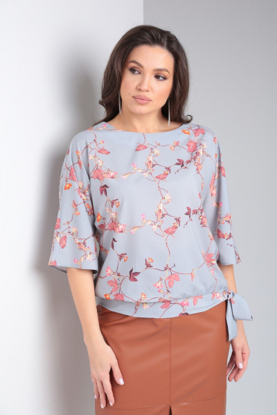 Блуза из шелка в свободном стиле с бантом AXXA 140 А - фото 5