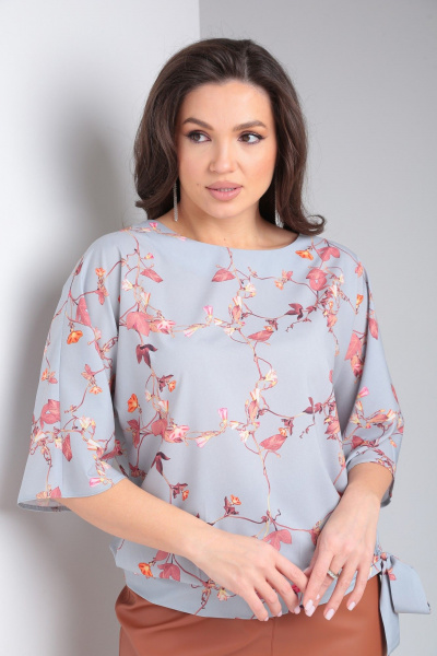 Блуза из шелка в свободном стиле с бантом AXXA 140 А - фото 3