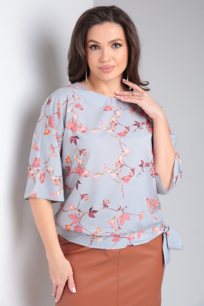 Блуза из шелка в свободном стиле с бантом AXXA 140 А - фото 1