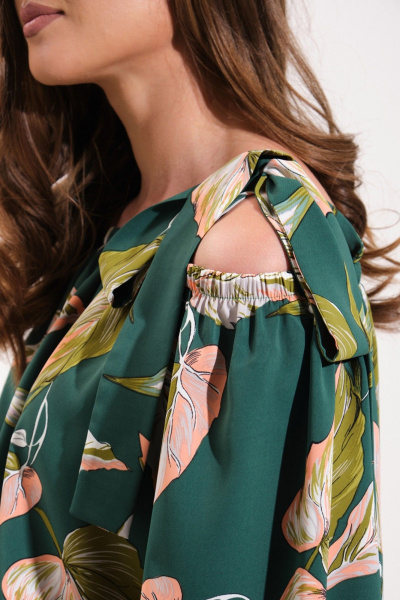 Круглогодичный комбинезон палаццо с декоративными бретелями и разрезом VI ORO VR-1121 зеленый - фото 9