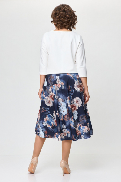 Джемпер, юбка T&N 7501 молочный+синие_цветы - фото 6