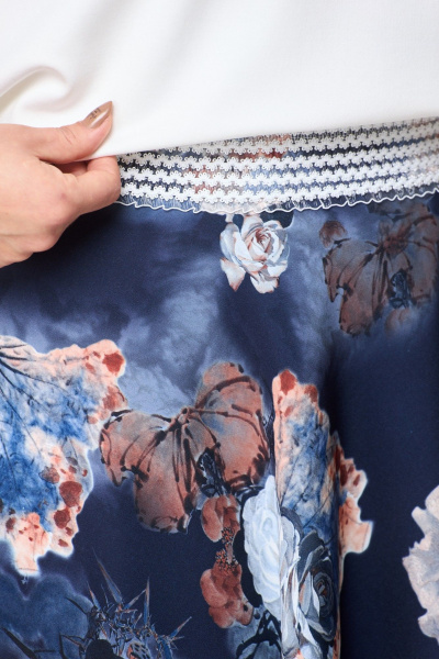 Джемпер, юбка T&N 7501 молочный+синие_цветы - фото 5