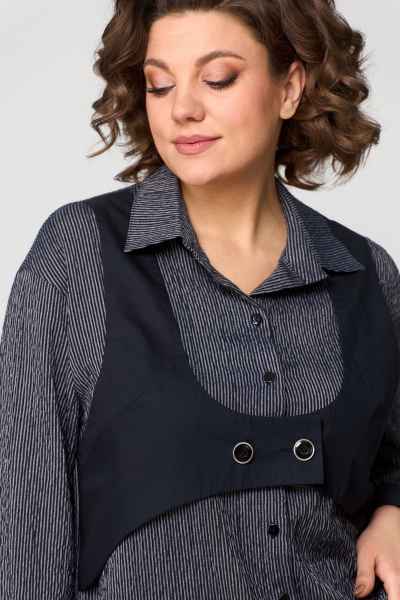 Блуза ANASTASIA MAK 1157 полоска+черный - фото 7
