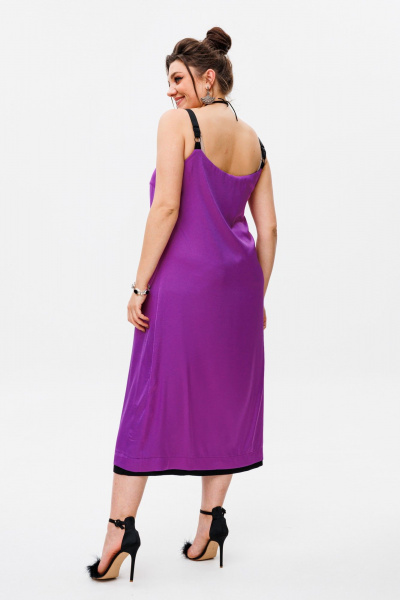 Нарядное платье-комбинация из шелка с двухсторонним эффектом Anelli 1180.1 виноград - фото 5