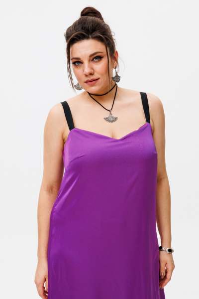 Нарядное платье-комбинация из шелка с двухсторонним эффектом Anelli 1180.1 виноград - фото 2