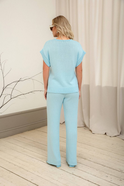 Джемпер прямой из хлопка с невысокой линией плеч Romgil РВ0027-ХЛ2 бледно-голубой - фото 7