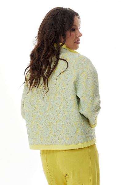 Бомбер свободный с кружевом демисезонный Магия моды 2300 салатовый - фото 2