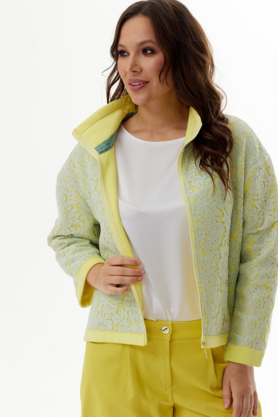 Бомбер свободный с кружевом демисезонный Магия моды 2300 салатовый - фото 4