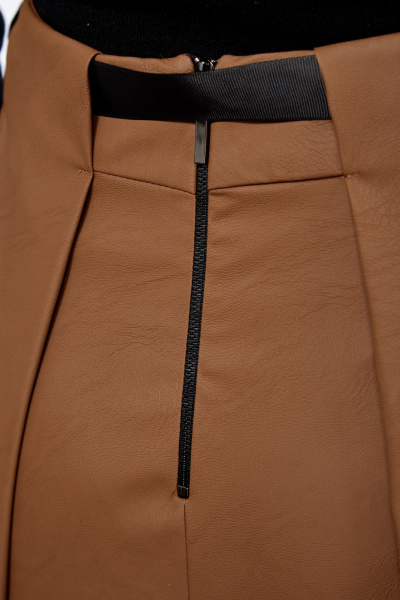 Демисезонная кожаная юбка с складками и поясом из репса Klever 225 кемел(пыльный_рыжий) - фото 10