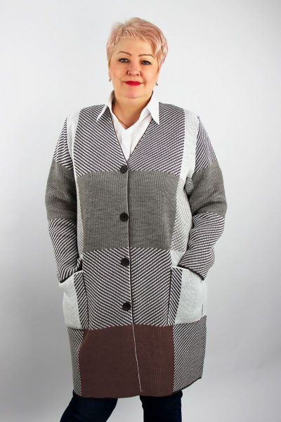 Демисезонный жакет со вставками и накладными карманами Полесье С2666-22 3С3026-Д43 158,164 кофейный - фото 1