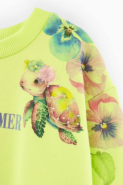 Джемпер прямой силуэт из трикотажа и хлопка Bell Bimbo 240023 лайм - фото 3