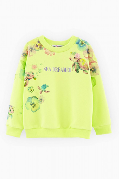 Джемпер прямой силуэт из трикотажа и хлопка Bell Bimbo 240023 лайм - фото 1