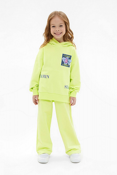 Худи прямой крой из хлопкового футера со стразами Bell Bimbo 240080 лайм - фото 6