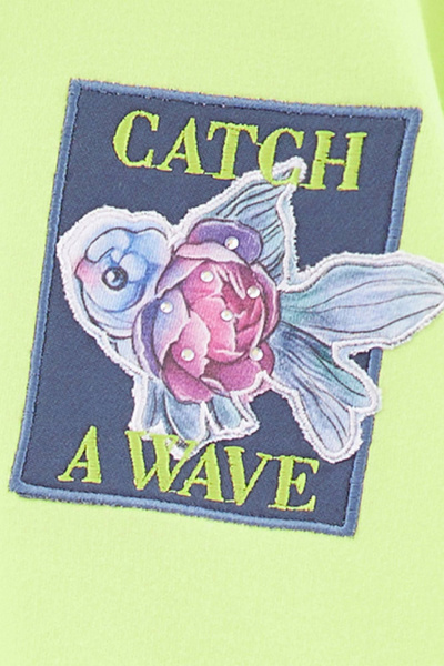 Худи прямой крой из хлопкового футера со стразами Bell Bimbo 240080 лайм - фото 4