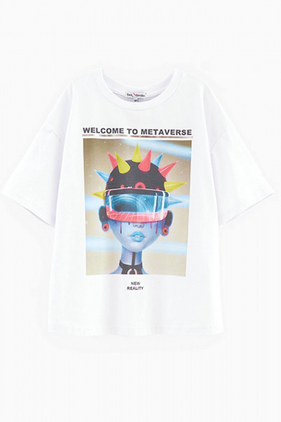 Объемная футболка oversized из трикотажа Bell Bimbo 240123 белый - фото 2