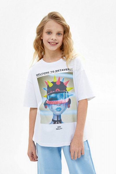 Объемная футболка oversized из трикотажа Bell Bimbo 240123 белый - фото 1