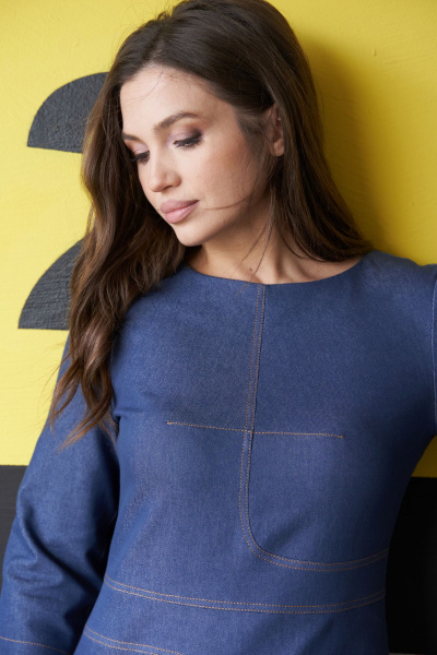 Платье Andina city 8015 синий - фото 5