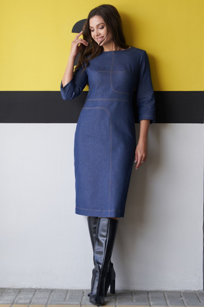 Платье Andina city 8015 синий - фото 3